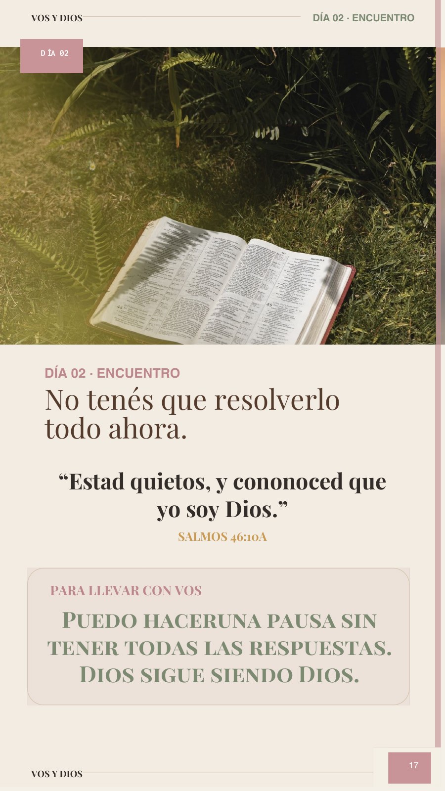 Página 17 real del devocional Vos y Dios: encuentro del día 2